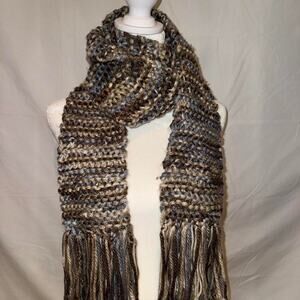 Chunky knit fringe scarf multicolor